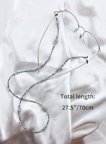 Damanse Beaded Glasses Chain,Eyeglass & Sunglass Strap For Women Stylish - color: Boho Blue Dot