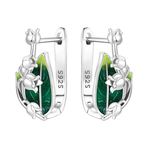 Earrings for Women 925 Sterling Silver Hoop Earring Colorful Cute Fashion Hoop Earrings Graduation Birthday Jewelry Gifts for Women - color: Lily of the Valley Earrings
