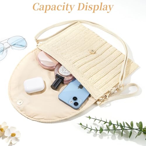 Small Straw Purse for Women Summer Clutch Purses Beach Woven Envelope Bag Raffia Shoulder,Straw Crossbody Bag boho - color: Tassels Brown