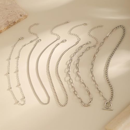 Gold Stack Necklace Chunky Necklaces for Women Trendy Coin Pendant Long Necklaces Western Jewelry for Women Cowgirl Cowboy Chic Country Outfit Boho Accessories Birthday Jewelry Gifts - color: F Silver Layered Necklaces Set