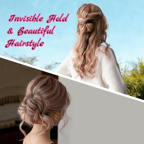 Teenitor 20Pcs Spiral Hair Pins, Spiral Bobby Pins, Spin Pins for Hair Twist, Bobby Pins for Buns Hair Bun Maker with 10 Hair Ties, Rose Gold - color: Rose Gold