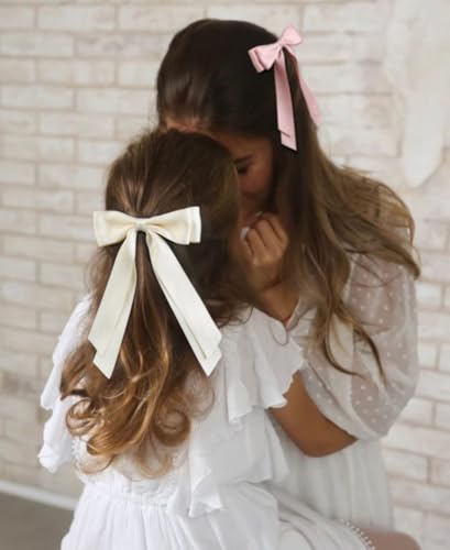Hair Bows for Women Valentine's Day Bow Clips Cute Ribbons Girls Ribbon Bows BowKnot Barrettes Tassel Bow Clips Fashion Valentine Hair Accessories for Women, Pink & Beige - color: Pink & Beige
