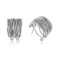 Mytys Two Tone Earrings for Women Gold and Silver Crossover Half Hoop Statement Earring Designer Stud Earrings - color: Silver