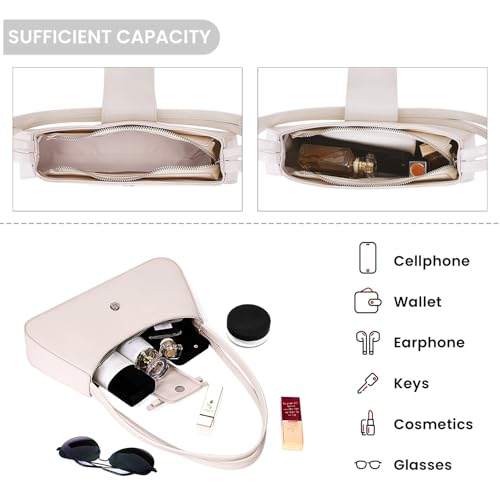 Shoulder Bags for Women Coquette Bow Purse Y2k Bag Small Cute Purses Mini Hobo Handbag Faux Leather Shoulder Purse - color: White