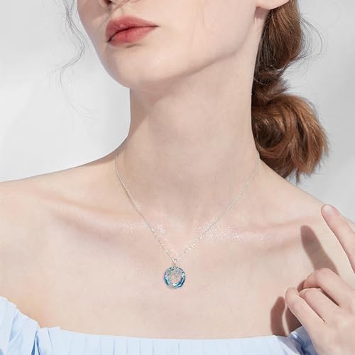 TOUPOP Gifts for Women Tree of Life Initial Necklace 925 Sterling Silver Letter Pendant with Blue Crystal Birthday Jewelry Gifts for Women Her Mom Wife Daughter - color: Tree of Life K Initial