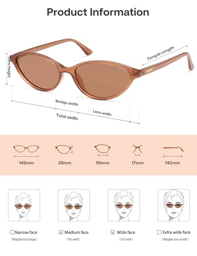 SOJOS Trendy Polarized Oval Sunglasses for Women Retro Chic 90s Shades Lightweight Sunnies SJ2656 - color: Brown Frame Brown Lens