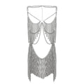 Women's Sexy Suit Body Chain - color: Silvery Color-Personality Hanging Needle Connected Body Chain-8