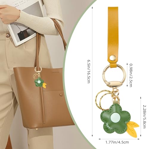 Leather Flower Keychain for Women Cute Purse Charms Leaf Bag Charms for Handbags and Car Keychain Accessories