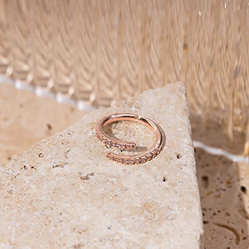 PAVOI 14K Gold Plated Cubic Zirconia Open Twist Eternity Band for Women - color: Rose Gold, size: 6
