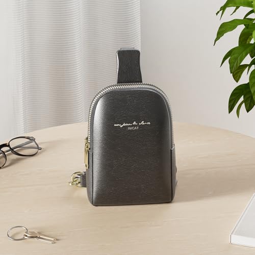 INICAT Women's Small Sling Bag, Lightweight Everyday Vegan Leather Crossbody Purse for Daily Essentials and Travel Light - color: Black, size: Small