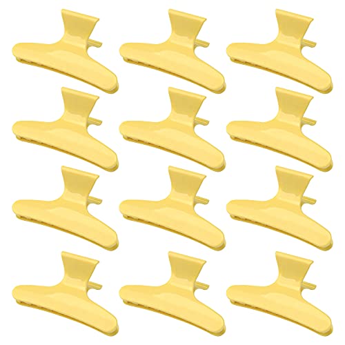 Ondder 12 Pack Butterfly Hair Clamps Clips Hair Claw Clips Salon Pro Section Clip for Styling Sectioning Cutting Coloring Hair Clips Hairdressing Salon Tool Hair Accessories for Women Girls - color: Yellow