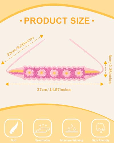 HAIMEIKANG Hippie Hair Bandanas Headbands for Women Boho Headband Knit Hair Bands Floral Head Wrap for Girls(Pink) - color: Pink