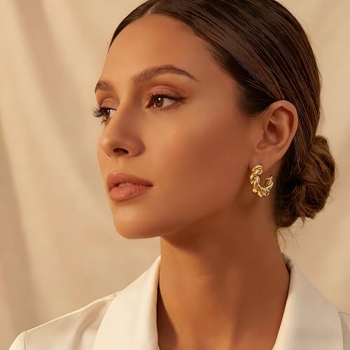 16 Pairs Starfish Chunky Gold Hoop Earrings Set for Women, Beach Shell Style Stack Statement Earrings, Hypoallergenic Lightweight Gold Plated Trendy Summer Jewelry Gift - color: gold-star