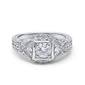 Blue Apple Co. Art Deco Ring Round Cubic Zirconia Leaf Filigree Design Split Shank Twisted Band Bridal Statement Wedding Engagement Rings For Women 925 Sterling Silver Gifts For Her - color: Simulated Cubic Zirconia