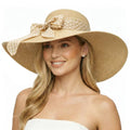 DRESHOW Beach Hats for Women Big Straw Wide Brim Summer Hat Floppy Foldable Roll up Cap Sun Hat UPF 50+ - color: 1 Pc：beige+white Dot Hat, 4.7" Brim