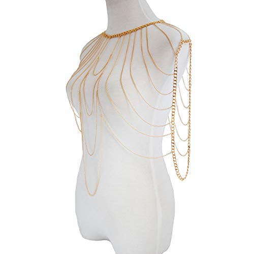 Women's Sexy Suit Body Chain - color: Multilayer Shoulder Body Chain-Gold Color-5