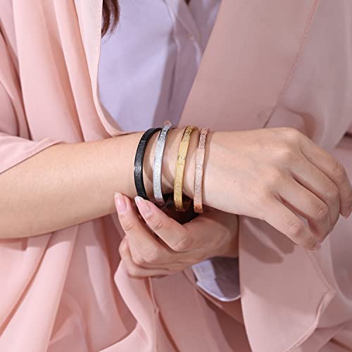 Qitian Islamic Jewelry Gifts for Women Allah Gold Bangles Bracelets Ayatul Kursi Arabic Cuff Bracelet for Women Men Islam Eid Ramadan New Year Gifts - color: A-Gold-Thick- women