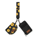 Wrangler KeyChain Wristlet Wallets for Women Sunflower Floral Dual Pouch Wristlet Western Credit Card Holder Wallet with Zipper Pocket - color: Sunflower Black