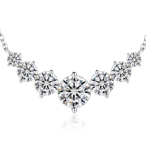 Moissanite Necklace for Women, 1.7-7.6 Carat Heart Necklace Engraved 'I LOVE YOU' Gift for Wife, Wedding Anniversary Birthday Gifts for Women, Jewelry Gifts for Her Wife Mom Girlfriend Lady - style: Round Moissanite-2.8 Carats