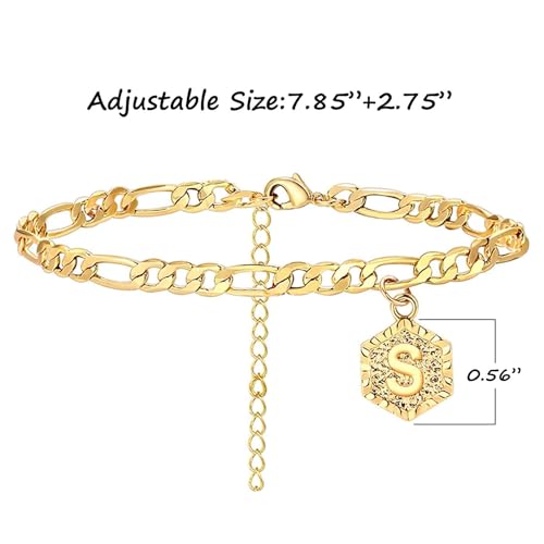 Initial Ankle Bracelets for Women Gold Anklets for Women Trendy Summer Beach Vacation Jewelry Cuba Paperclip Anklets Dainty Link Chain Anklets Foot Jewelry - style: 1GoldX