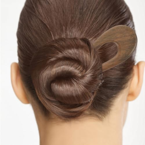 Sandalwood Hair Stick Hair Fork 14.5x4.3cm Double Prong Hairpin for Women Classical Updo