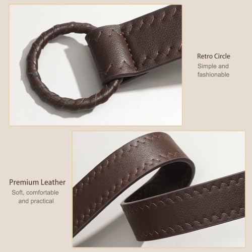 Knotted Waist Belt for Women PU Leather Thin Strap Belt for Dresses - color: Coffee