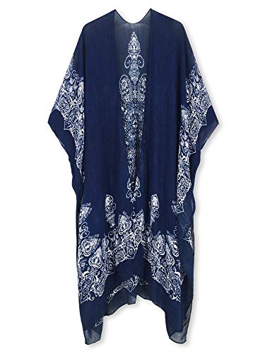Breezy Lane Kimonos for Women Swimsuit Coverups Beach Cover Up Swimwear Cardigan Summer - color: A Indigo Print