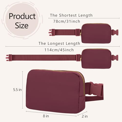 VOROLO Fanny Pack For Women And Men Crossbody Bag Belt Bag with Adjustable Strap Graduation Gifts Wine Red - color: Wine Red, style: 1 Pack Fanny Pack