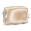 Narwey Small Striped Makeup Bag for Purse Mini Cosmetic Bag Travel Makeup Pouch Zipper Pouch Cute Make up Bags with Compartments for Women Girls (Brown Stripe, Small) - color: A-Brown Stripe, style: Small