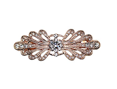 Faship Clear Small Mini Floral Hair Barrette Clip - color: Clear/Rose Gold