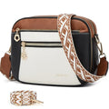 Crossbody Purse for Women Small Crossbody Bags Trendy Vegan Leather with Adjustable Shoulder Straps Gift for Mother Wife Mom - color: Beige With Brown