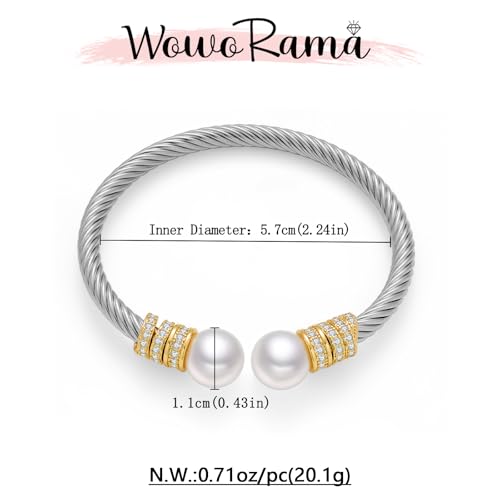 WOWORAMA Twisted Cable Wire Cuff Bracelets for Women Two Tone Gold Silver Cuff Bracelet Unisex Mixed Metal Bangle Bracelets Jewelry - color: Gold Silver