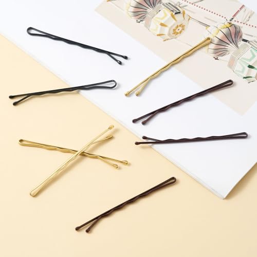 QIUTIMIY 200 Pcs 1.38 Inch Wave-Shaped Bobby Pins Mix Metal Hair Pins Hair Accessories for Women Stylists Hair Sticks Girl - color: Multi-colored, size: Wave-2.2in