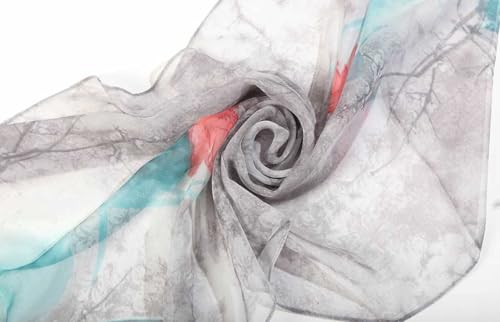 Xyueanlo Fashion Scarves for Women Lightweight Elegant Scarf Sunscreen Wraps Shawls - color: Plum Flower Orchid Grey