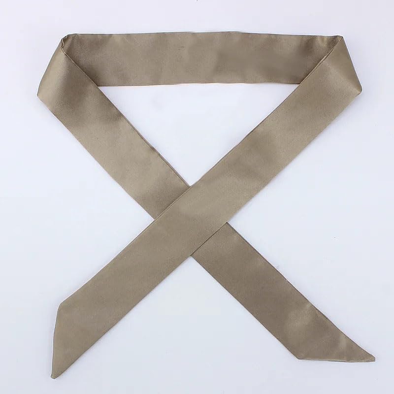 10 Pcs Long Thin Small Skinny Scarf Satin Neck Tie Ribbon Choker for Women Girls - color: Khaki