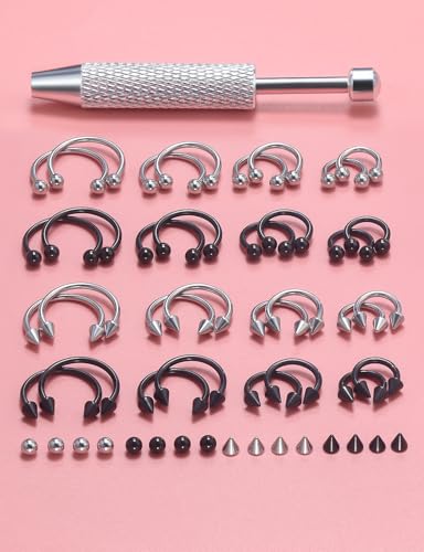 Surgical Stainless Steel 16G Septum Piercing Jewelry Rings Set for Women Men, Hypoallergenic Body Jewelry, Mixed, Pack Daily Party Wear