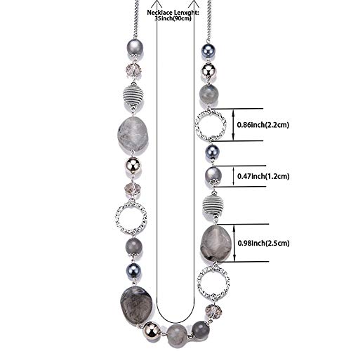 PEARL&CLUB Long Beaded Necklaces For Women - Sweater Chain Fashion Jewelry Necklace Gifts For Women - color: 23-Grey