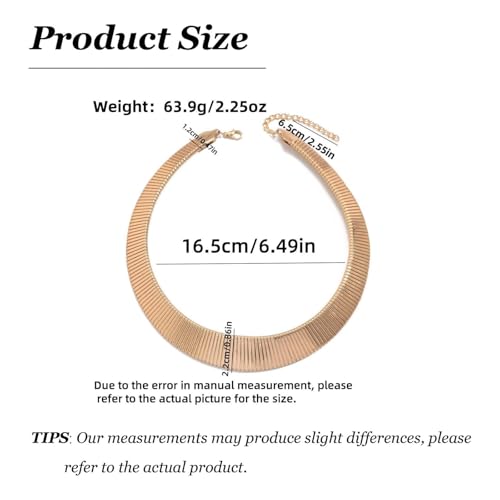 Chunky Chain Necklaces Women Statement Collar Necklace Gold Flat Snake Chain Choker Ribbed Design for Party, Dress Jewelry Gifts - color: A1