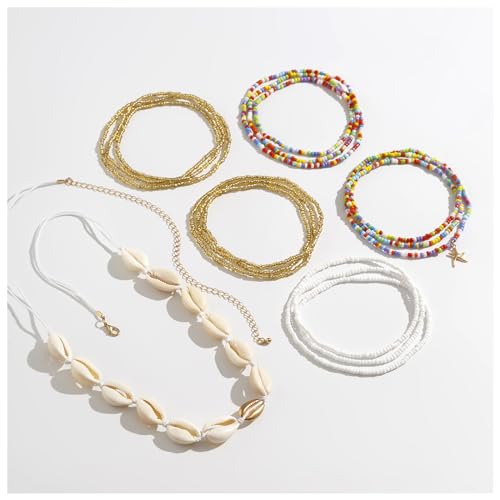 Summer Beach Coloful Beads Waist Chain Jewelry Sets Multi-layered Beaded Belly Chain Sexy Bikini Sexy Shell Waist Body Chain Beads Body Accessories for Wome - style: Green