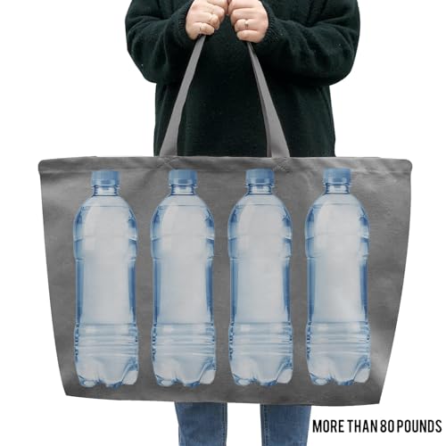 Large Canvas Tote Bag-Extra Big Shopping Beach Totes Bags Reusable Largest Grocery Plain Solid Bag 28"x8"x16" - color: Grey