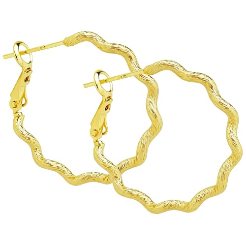 ToHeart Gold Hoop Earrings for Women Twist Hoop Earrings Gold Plated - style: Hoop Earrings O