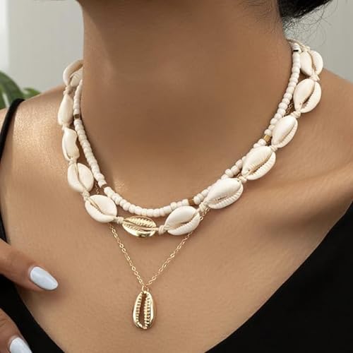 Shell Starfish Necklace for Women Pearl Beach Boho Layered Necklace Charm Accessories Summer Vacation Outfit 2026 - color: C1:starfish shell charm necklace