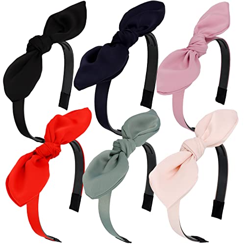 Jaciya Bow Headbands for Women Thin Headband with Bow Bunny Ears Girls Hair Accessories Solid Color - color: Solid Color-2