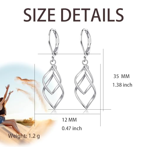 Leverback Earrings Dangle Earrings for Women Dangly Earrings Anniversary Birthday Gifts for Women - style: Double Linear-Silver