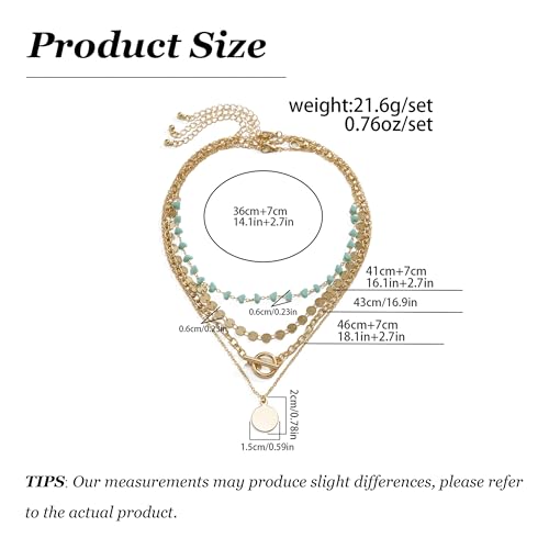 Gold Stack Necklace Chunky Necklaces for Women Trendy Coin Pendant Long Necklaces Western Jewelry for Women Cowgirl Cowboy Chic Country Outfit Boho Accessories Birthday Jewelry Gifts - color: A:Gold Boho