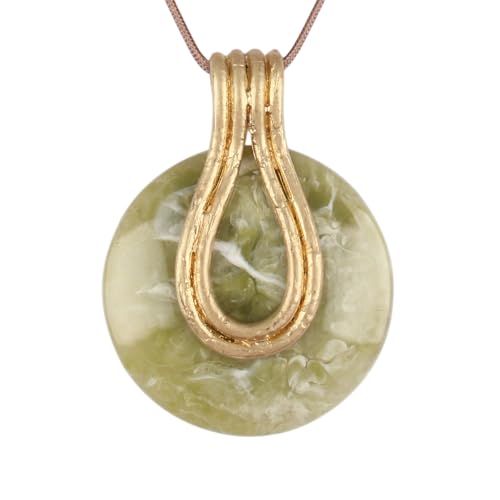 GelConnie Long Necklaces for Women Boho Large Pendant Necklace Casual Bohemian Brown Leather Choker Sweater Circle Statement Stone Necklace - style: Large Stone Necklace