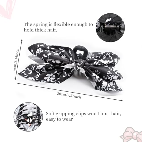 Bow Claw Clips Bow Hair Clips Black 3PCS Big Hair Bows for Women Butterfly Styling Large Hair Clips for Thick Hair for Girls Hair Accessories for Teen - color: 3PC-Black Series