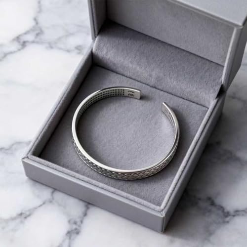 Kim Carrey S925 Sterling Silver Bracelet, Stacked Bracelets Open Bangle Cuff Design, Men's Gift Jewelry for My Man - style: Chinese-character Buddhist scriptures