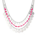 Noessla Layered Beaded Chunky Necklace for Women Boho Two-color Shell Statement Necklace Fashion Collar Costume Jewelry Gifts for Mum - color: 94-Hot Pink