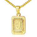 JSJOY Graduation Gifts 2026 Gold Initial Necklaces for Women Men Gold Letter Necklaces 26 Capital A-Z Letter Pendant Necklaces for Women Square Monogram Necklace for Her Initial Necklaces - color: Gold Letter J